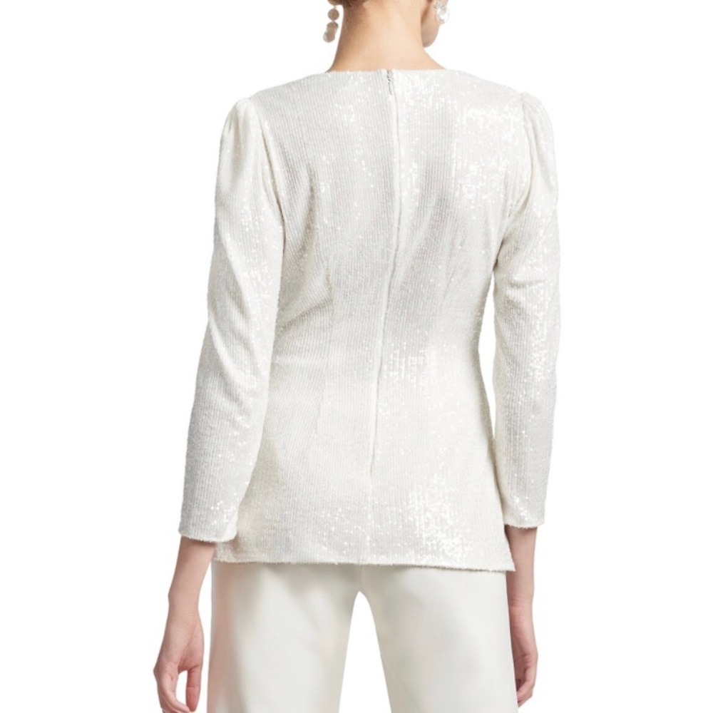 Sachin & Babi ivory sequined 3/4 sleeve top. - Picture 2 of 10